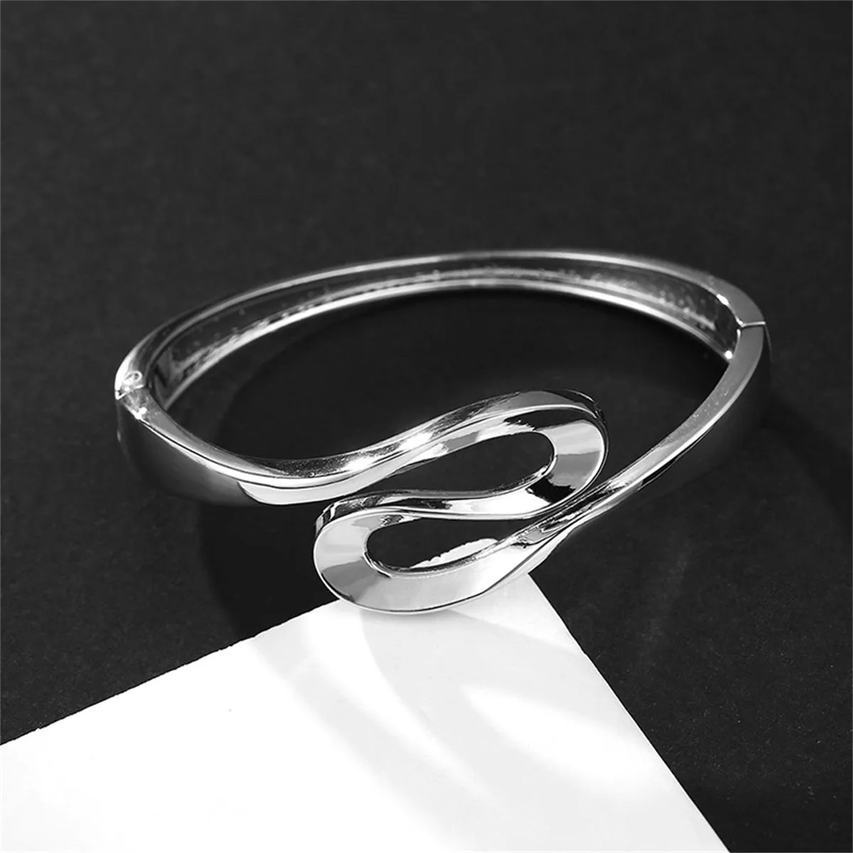 Silver-Plated Ribbon Bangle
