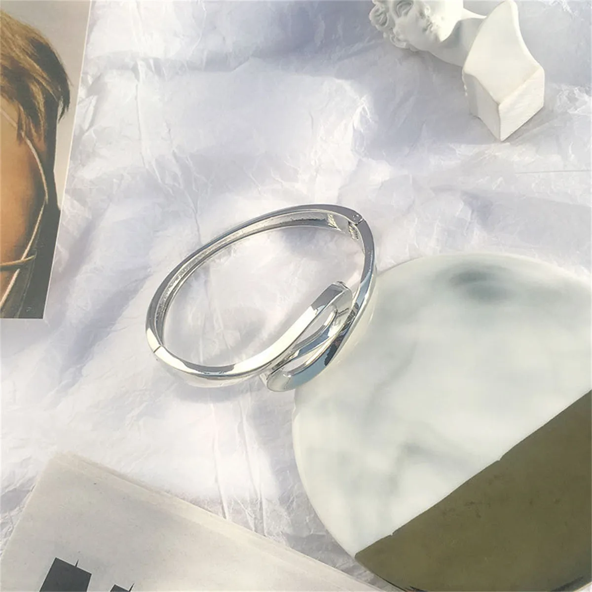 Silver-Plated Ribbon Bangle