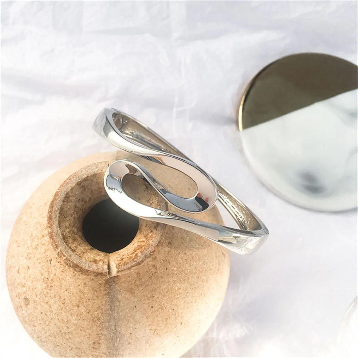 Silver-Plated Ribbon Bangle