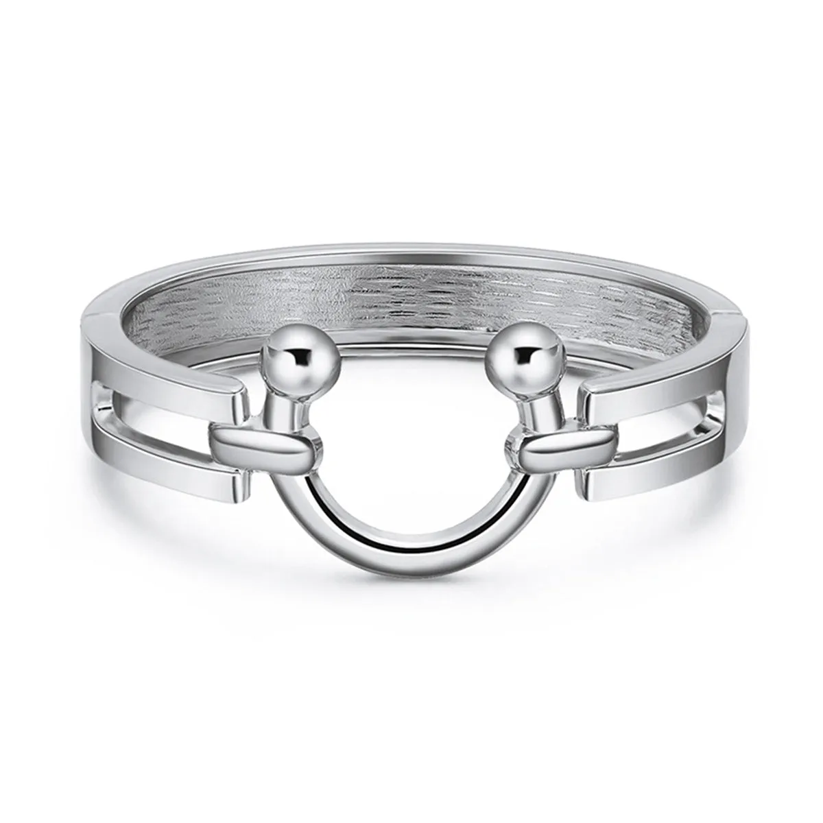 Silver-Plated Saddle Bangle