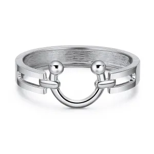 Silver-Plated Saddle Bangle