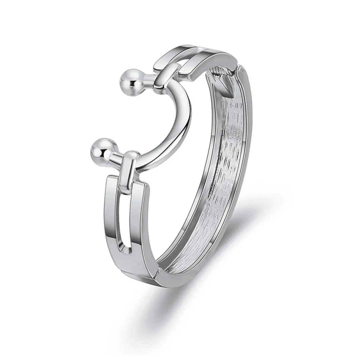 Silver-Plated Saddle Bangle