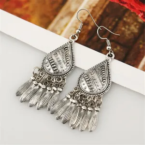Silver-Plated Tassel Teardrop Earrings