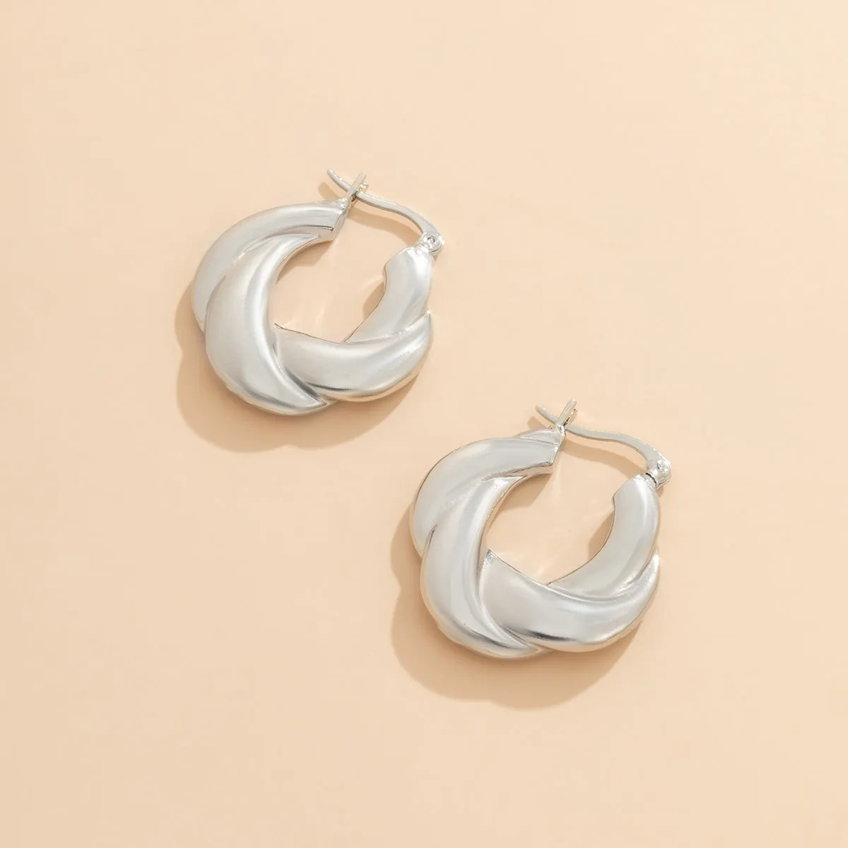 Silver-Plated Twist-Accent Huggie Earrings