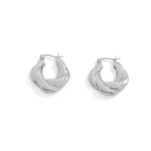 Silver-Plated Twist-Accent Huggie Earrings