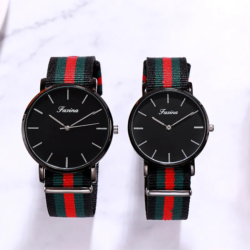 Simple Canvas Strap Couple Watch Women's Watch