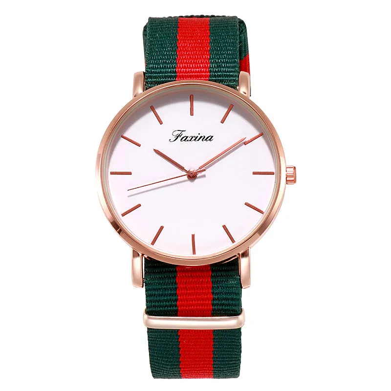 Simple Canvas Strap Couple Watch Women's Watch