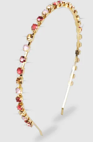 Skinny Multi Crystal Headband - Light Rose