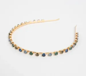 Skinny Multi Crystal Headband - Mixed Blues