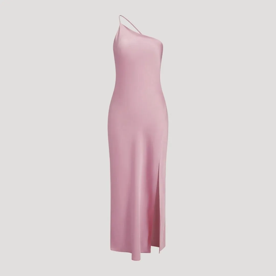 Slip Dress – Satin Finish & One-Shoulder – Cocktail Party Style