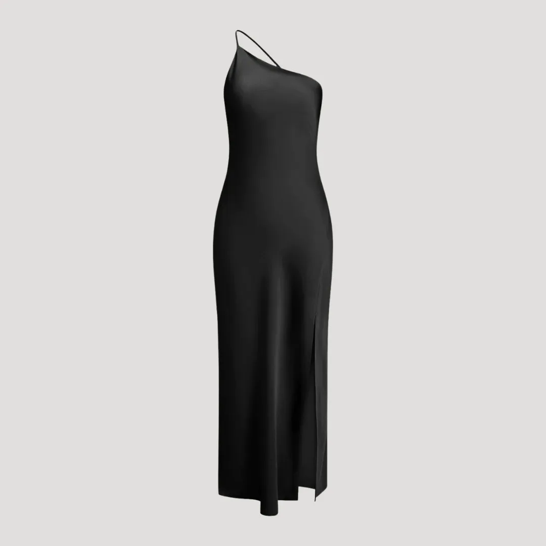 Slip Dress – Satin Finish & One-Shoulder – Cocktail Party Style