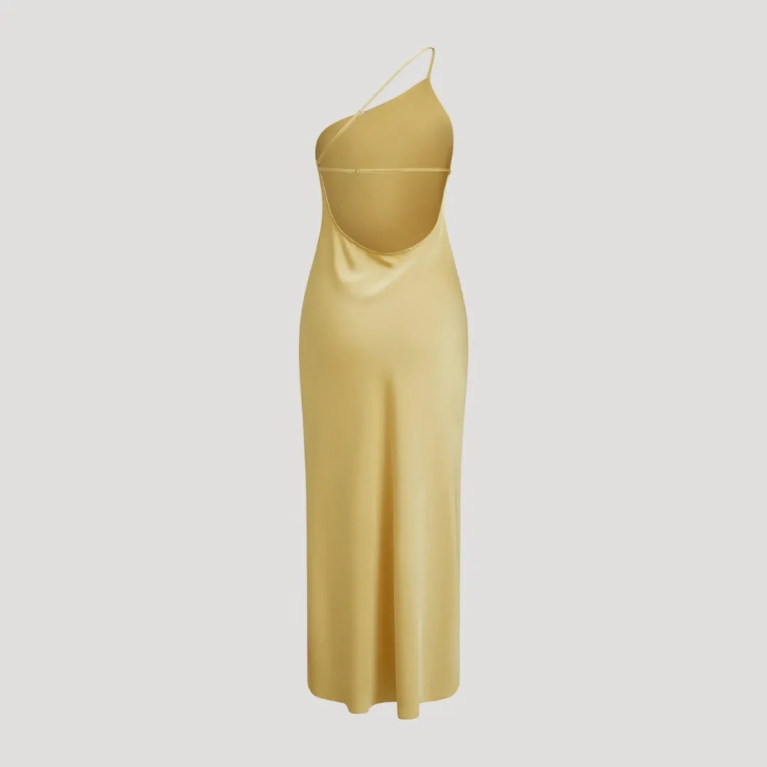 Slip Dress – Satin Finish & One-Shoulder – Cocktail Party Style