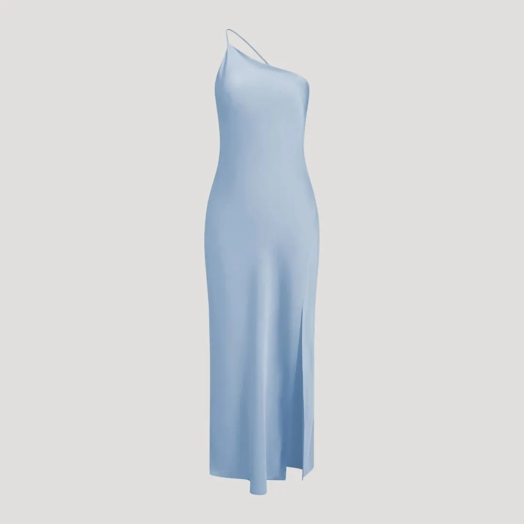 Slip Dress – Satin Finish & One-Shoulder – Cocktail Party Style
