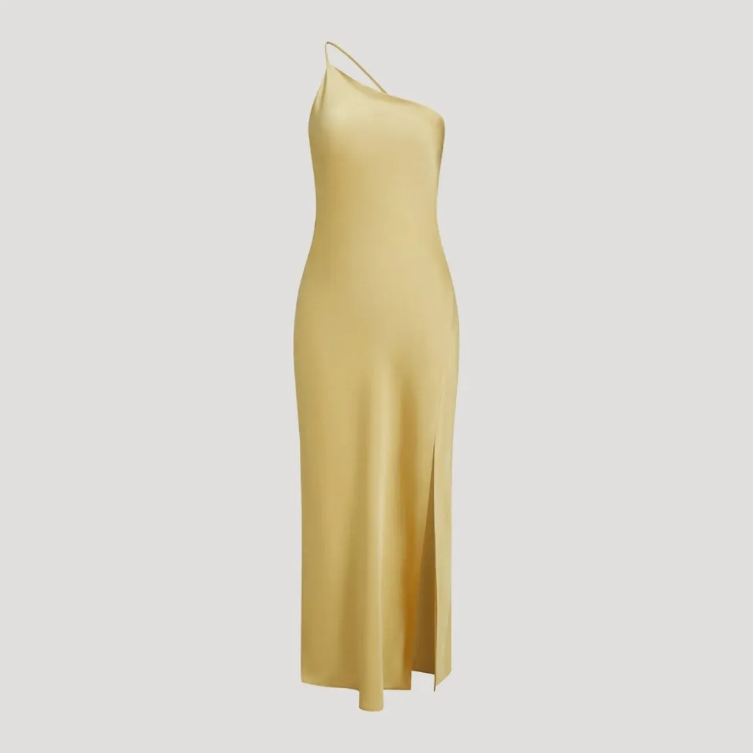 Slip Dress – Satin Finish & One-Shoulder – Cocktail Party Style