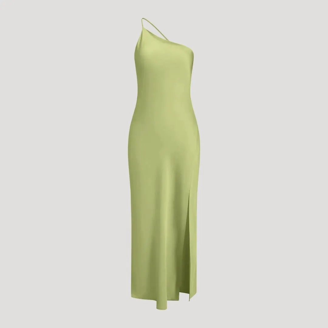 Slip Dress – Satin Finish & One-Shoulder – Cocktail Party Style