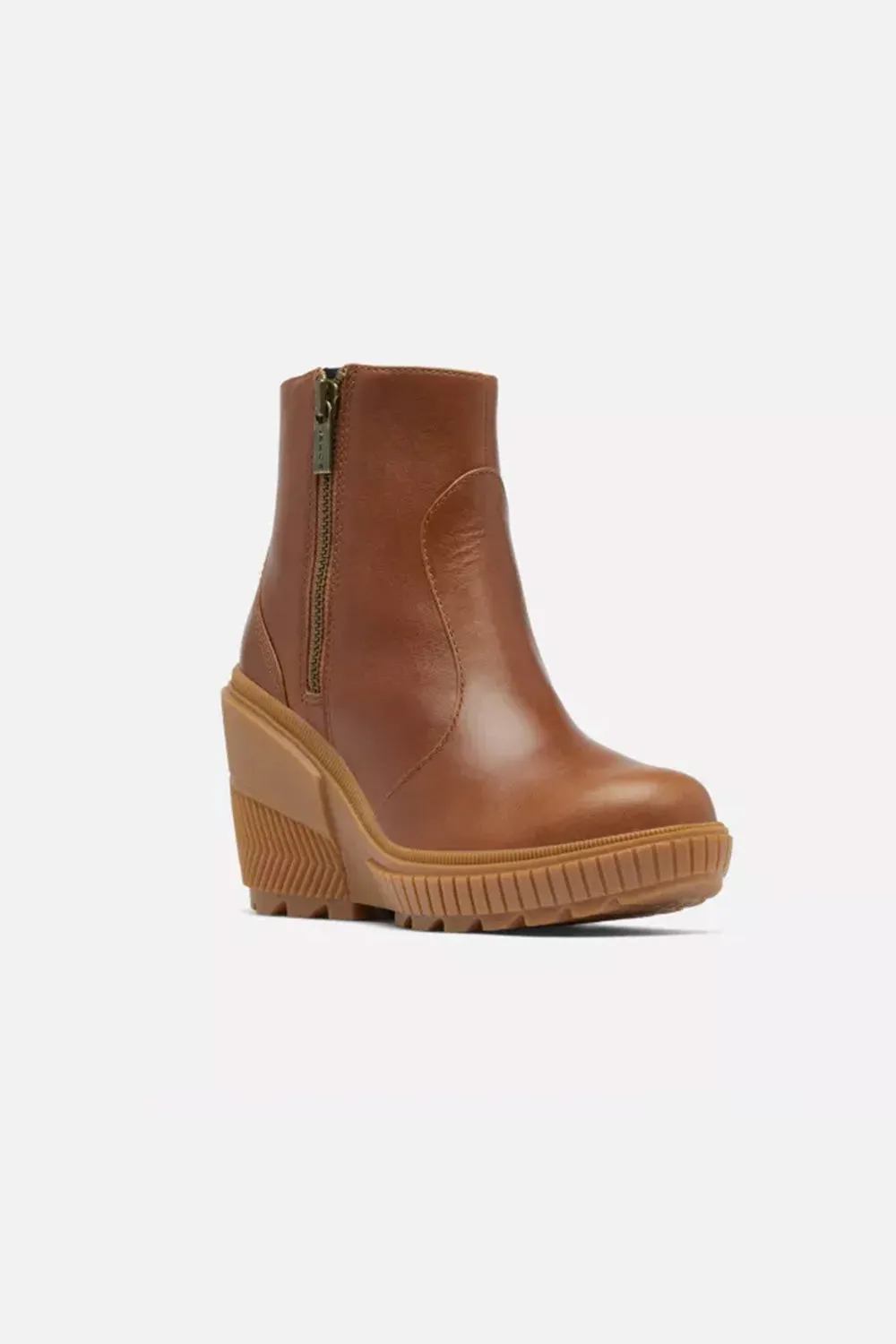 Sorel ONA Ave Zip Wedge Booties for Women in Velvet Tan Gum | 2103611-242