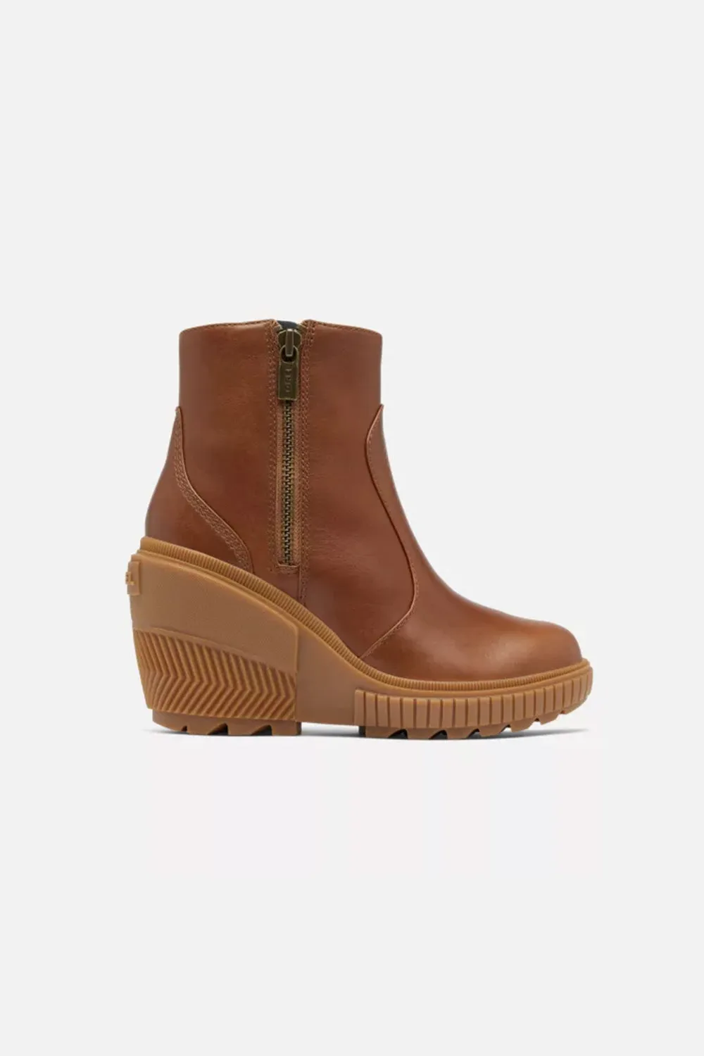 Sorel ONA Ave Zip Wedge Booties for Women in Velvet Tan Gum | 2103611-242
