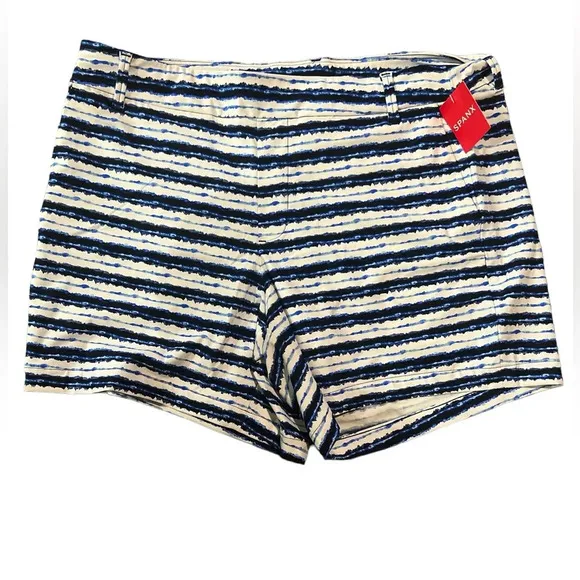 SPANX Sunshine Short 6” blue painted Stripe Golf Boat Beach Swim Trunks X-Large