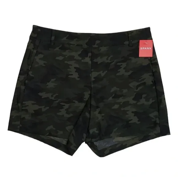 SPANX Sunshine Short 6&quot; Women's Green Camo Boat Beach Board Swim Size Medium