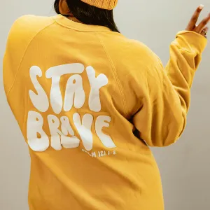 Stay Brave Fleece Crewneck in Heather Mustard | Toni Collier