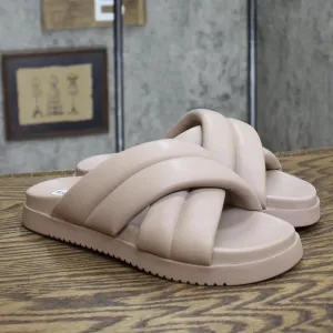 Steve Madden Womens Motte Faux Leather Slide Sandals MOTT03S1 Taupe Brown 6M