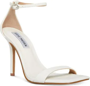 Steve Madden Womens Spree Patent Ankle Strap Sandals SPRE02S1 White 7M