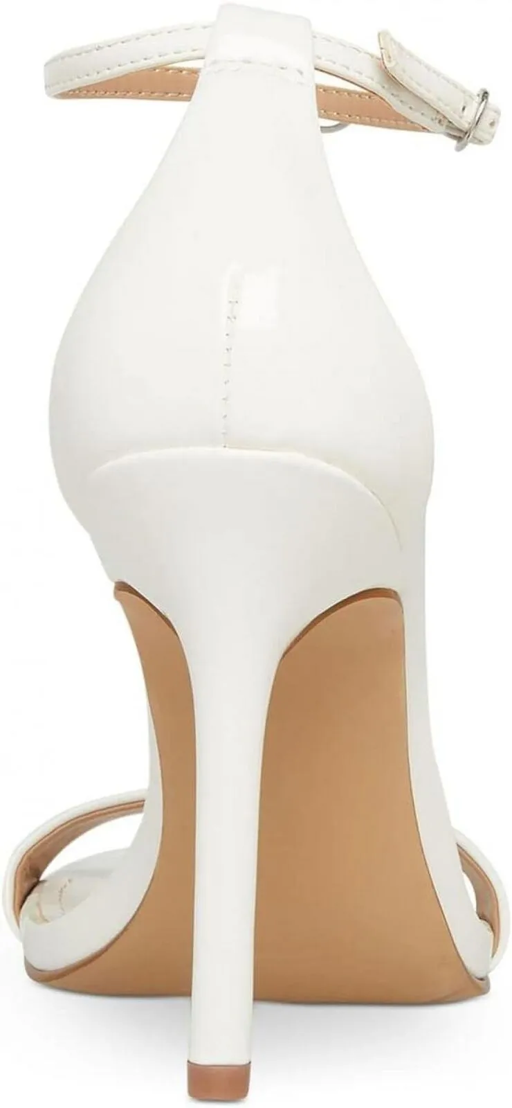 Steve Madden Womens Spree Patent Ankle Strap Sandals SPRE02S1 White 7M