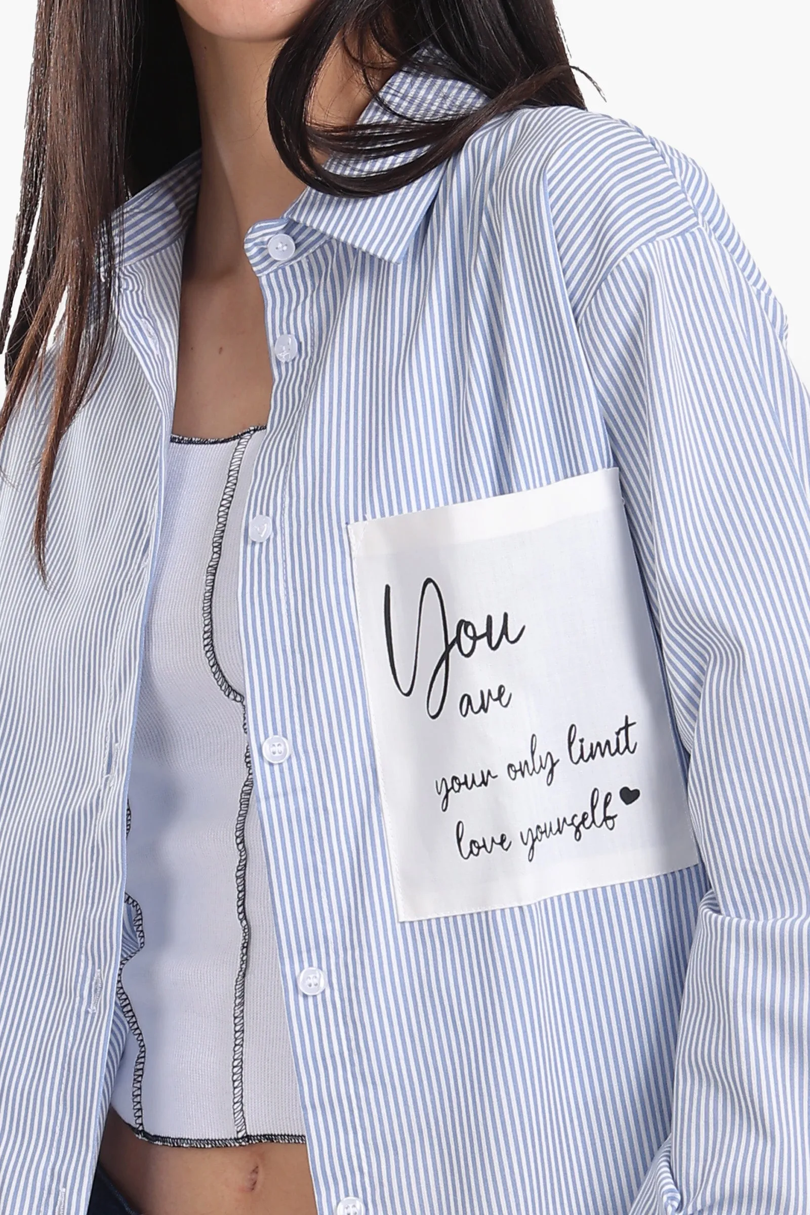 Striped Shirt with Printed Pocket