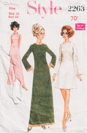 Style 2263 Womens Lined Evening Dress 1960s Vintage Sewing Pattern Size 18 Bust 40 inches