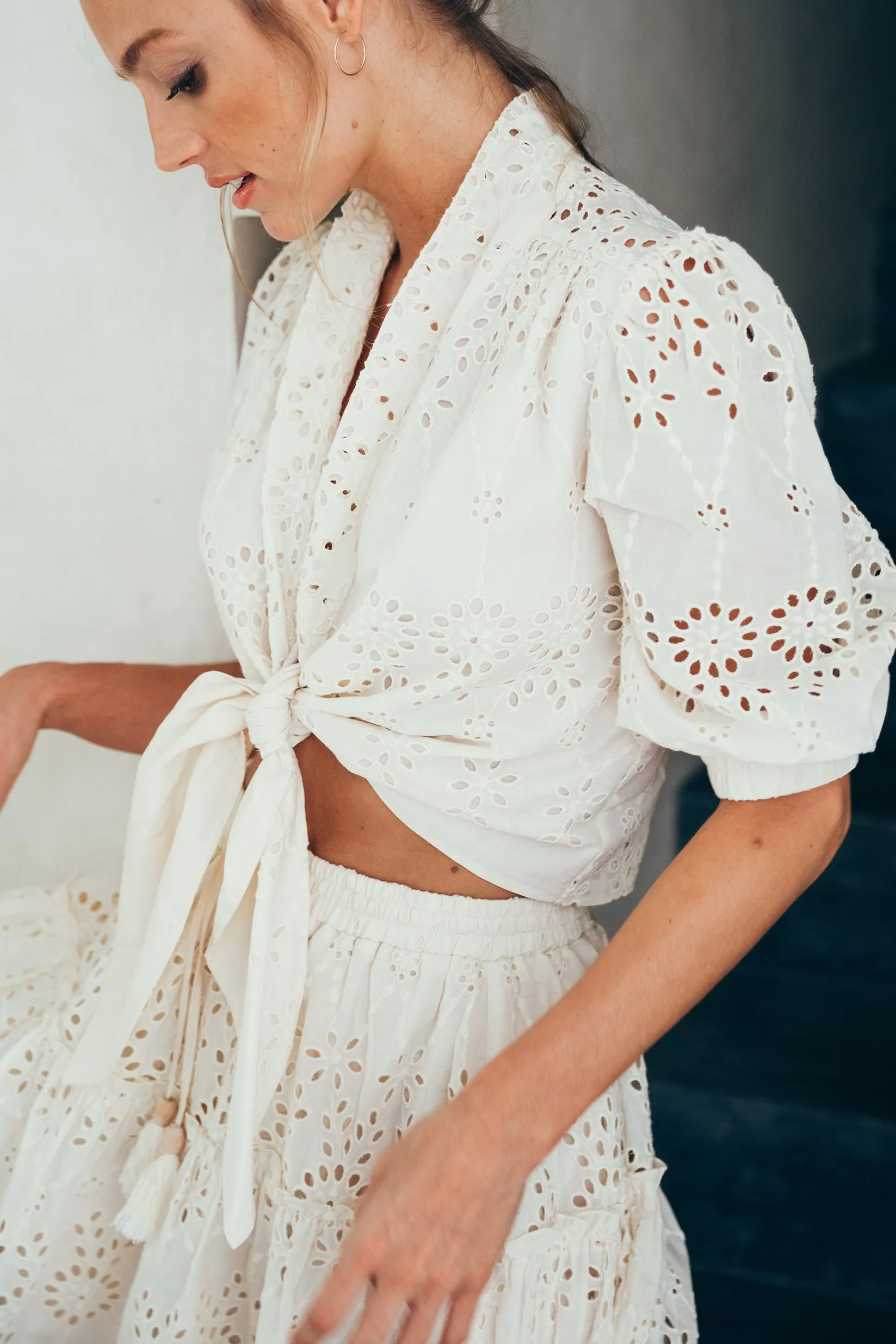 SukiSo Women's Eden Eyelet Top in White