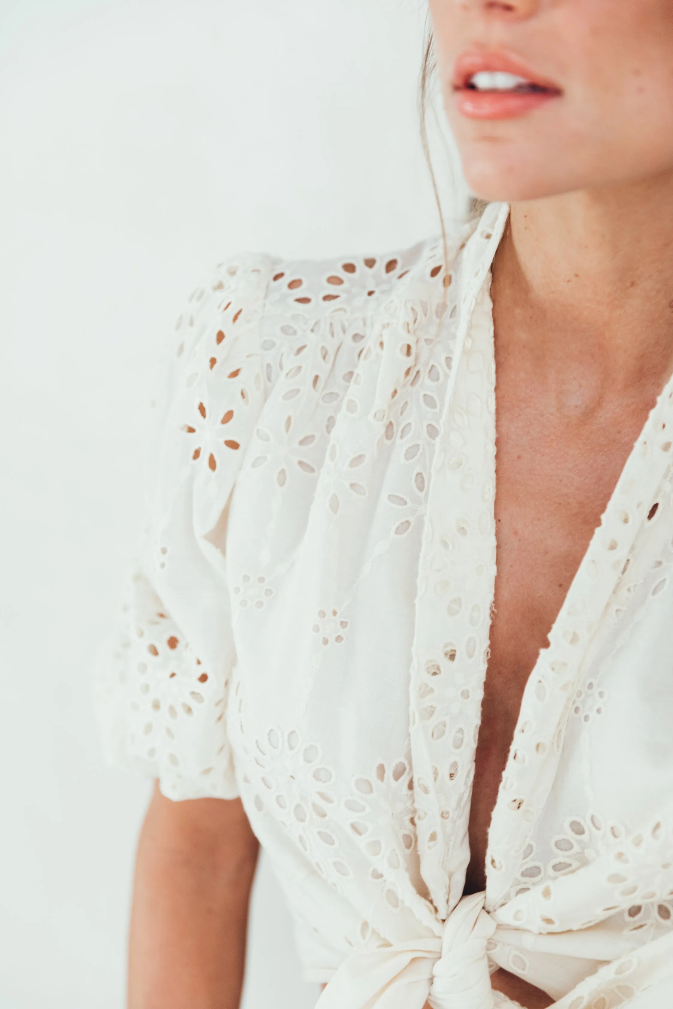 SukiSo Women's Eden Eyelet Top in White