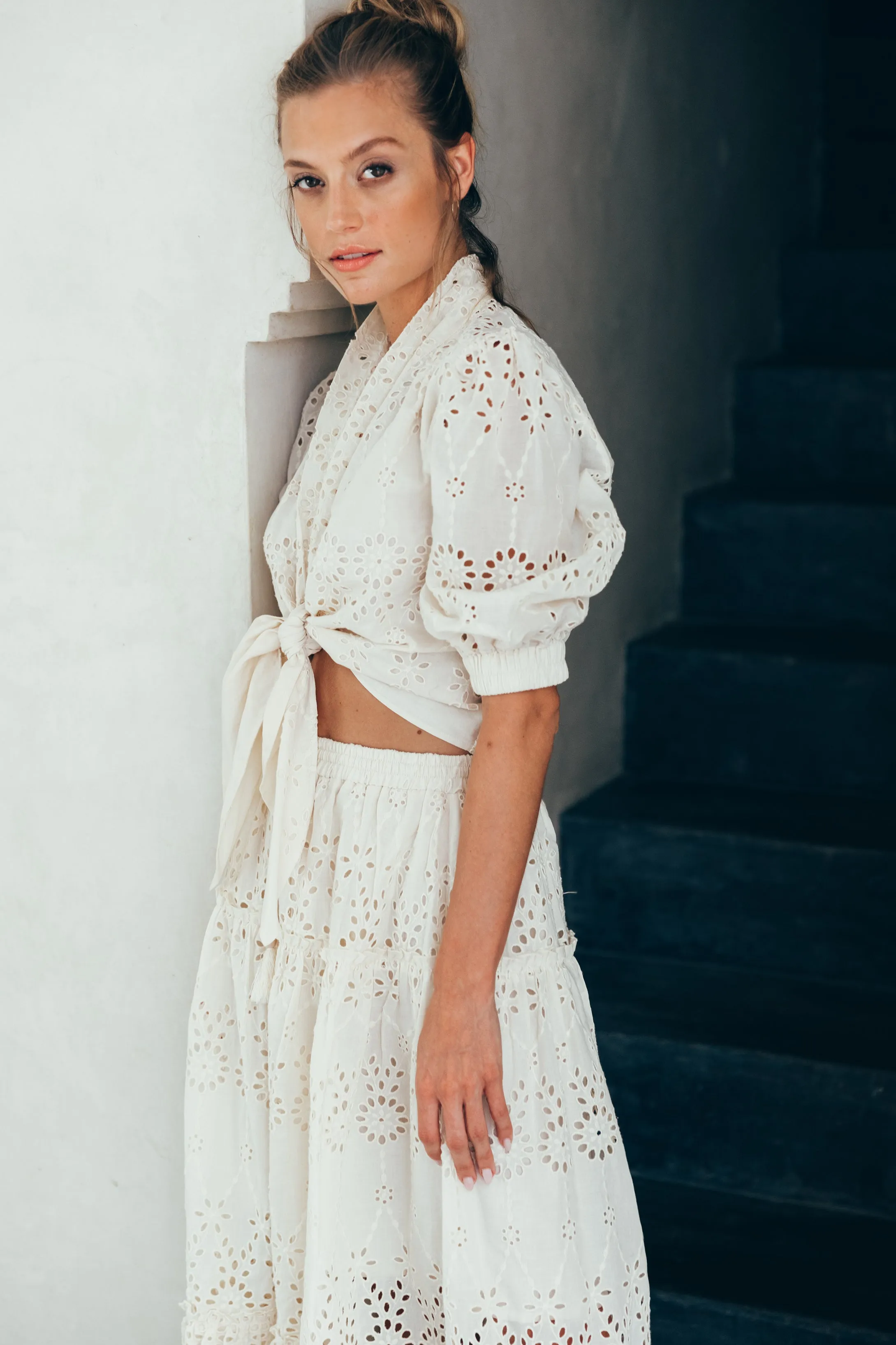 SukiSo Women's Eden Eyelet Top in White