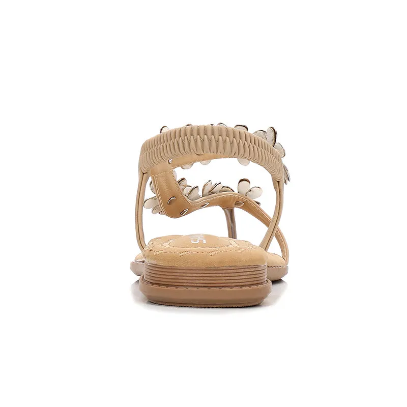 Summer Flat Gladiator Sandals Shoes Bohemia Flip Flop Crystal Flower Casual Beach Sandals 35-42