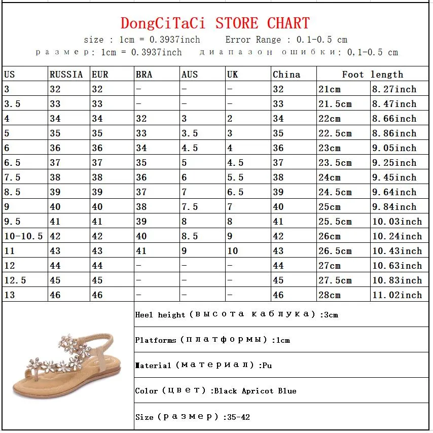 Summer Flat Gladiator Sandals Shoes Bohemia Flip Flop Crystal Flower Casual Beach Sandals 35-42
