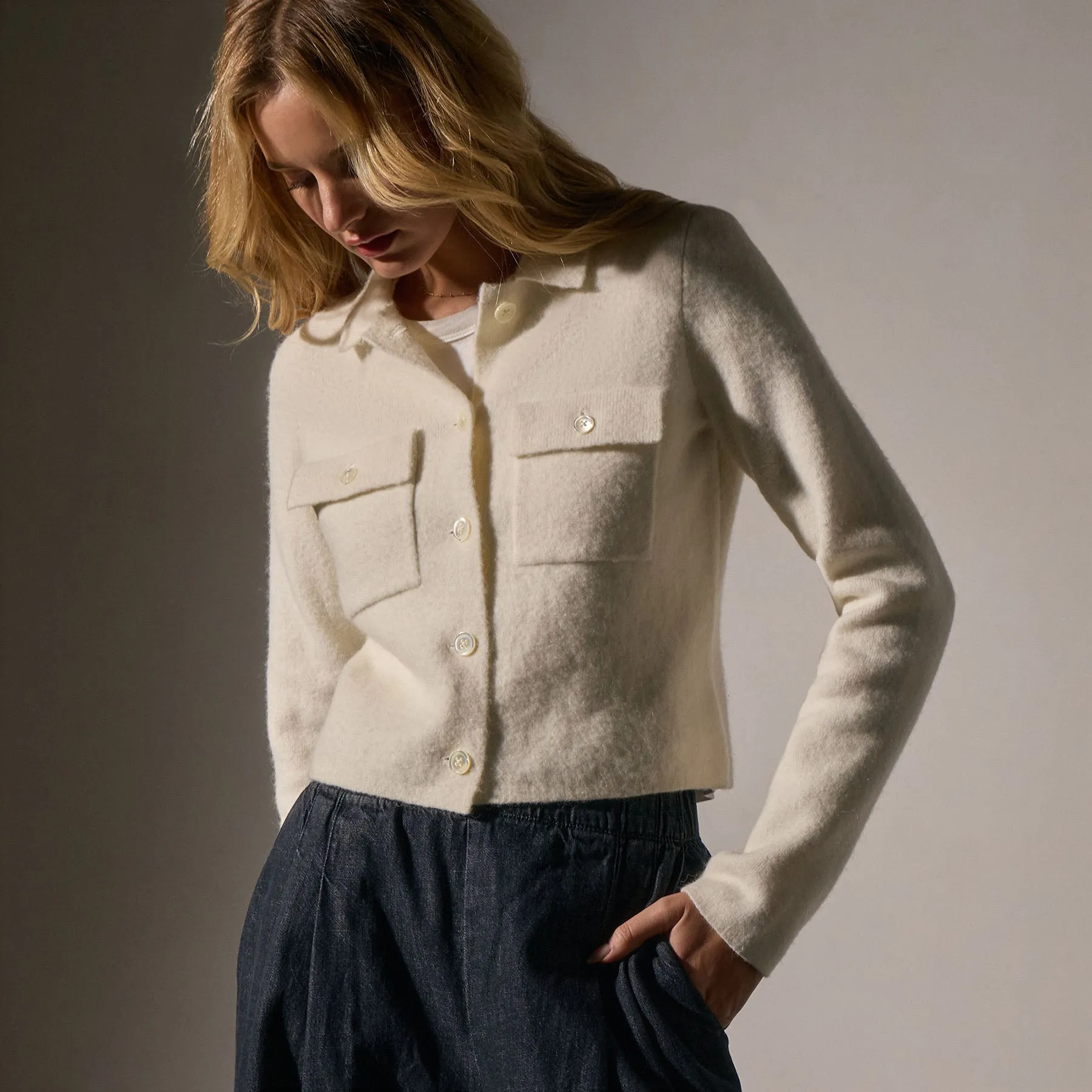 Sweater Knit Jacket - Ivory
