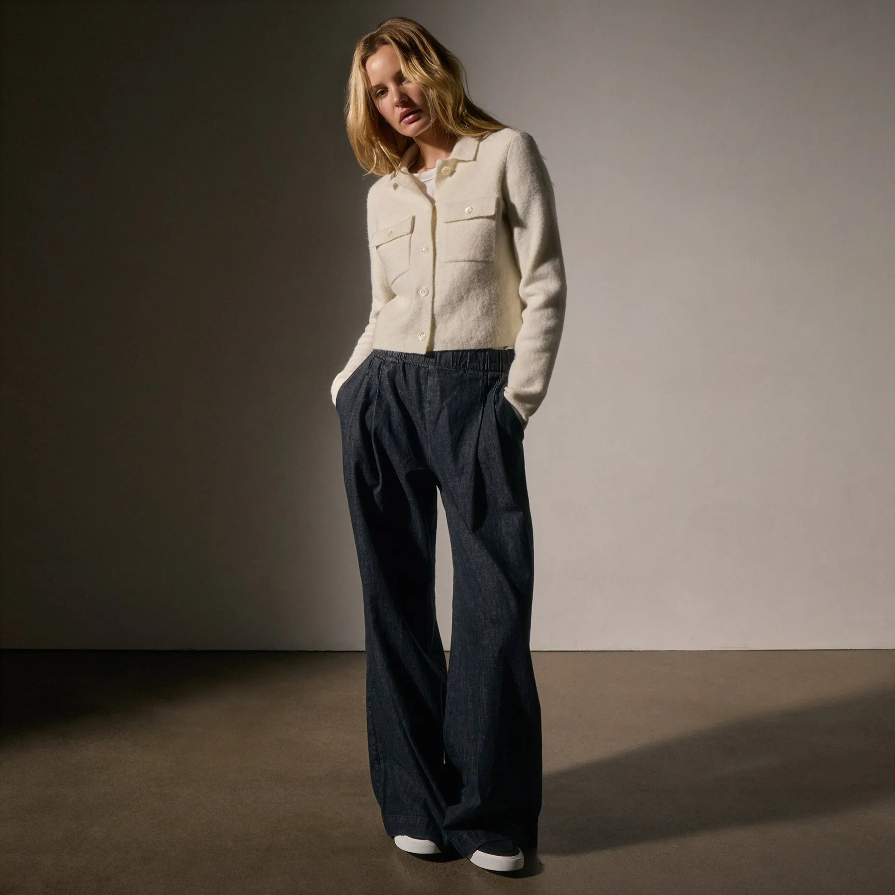 Sweater Knit Jacket - Ivory