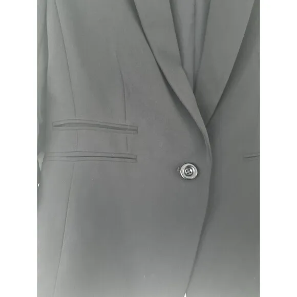 Tahari ASL Women's Ruched-Sleeve One-Button Blazer Formal Jacket Deep Black