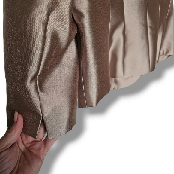 Tahari Luxe Blazer Size 10 Dressy Jacket Tan Rhinestone Buttons Fancy Formal