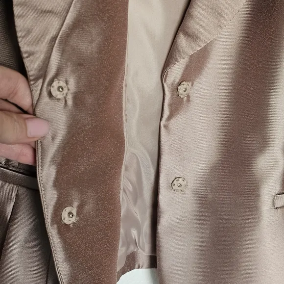 Tahari Luxe Blazer Size 10 Dressy Jacket Tan Rhinestone Buttons Fancy Formal