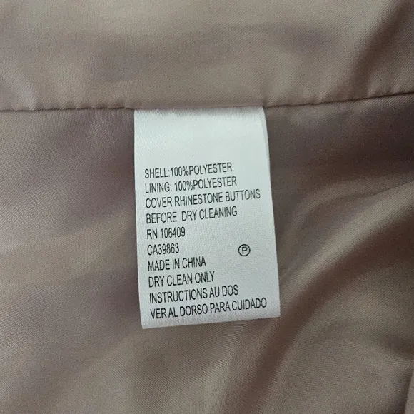 Tahari Luxe Blazer Size 10 Dressy Jacket Tan Rhinestone Buttons Fancy Formal