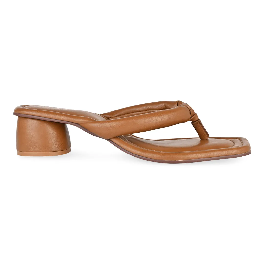 Tan Cushy Thong Heels