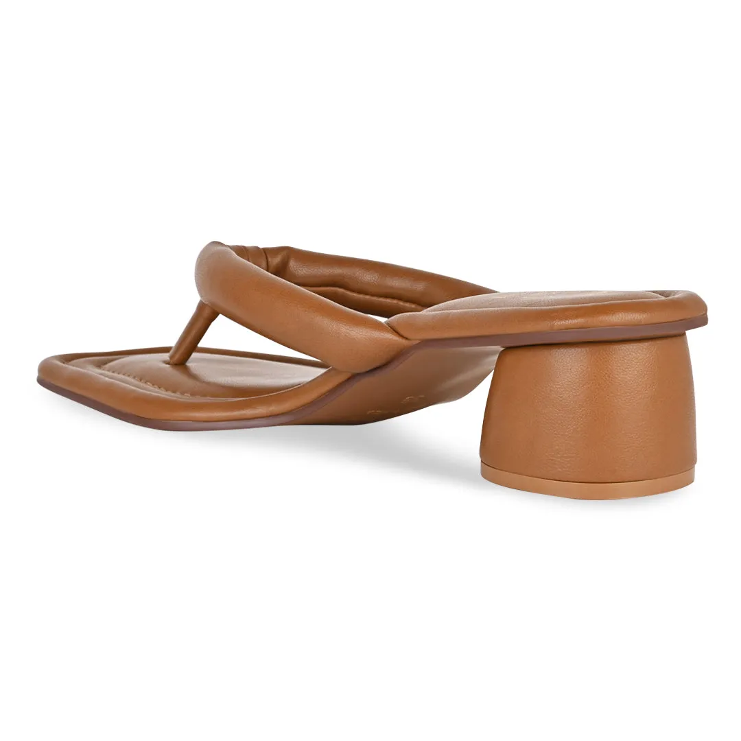 Tan Cushy Thong Heels
