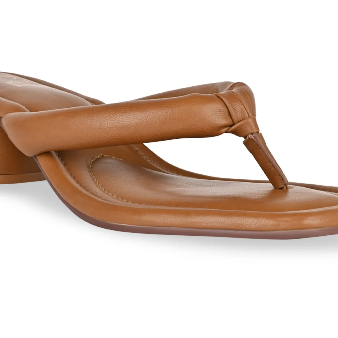 Tan Cushy Thong Heels