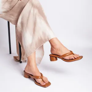 Tan Cushy Thong Heels