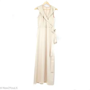 Tan Satin Sleeveless Gown (Jim Hjelm)