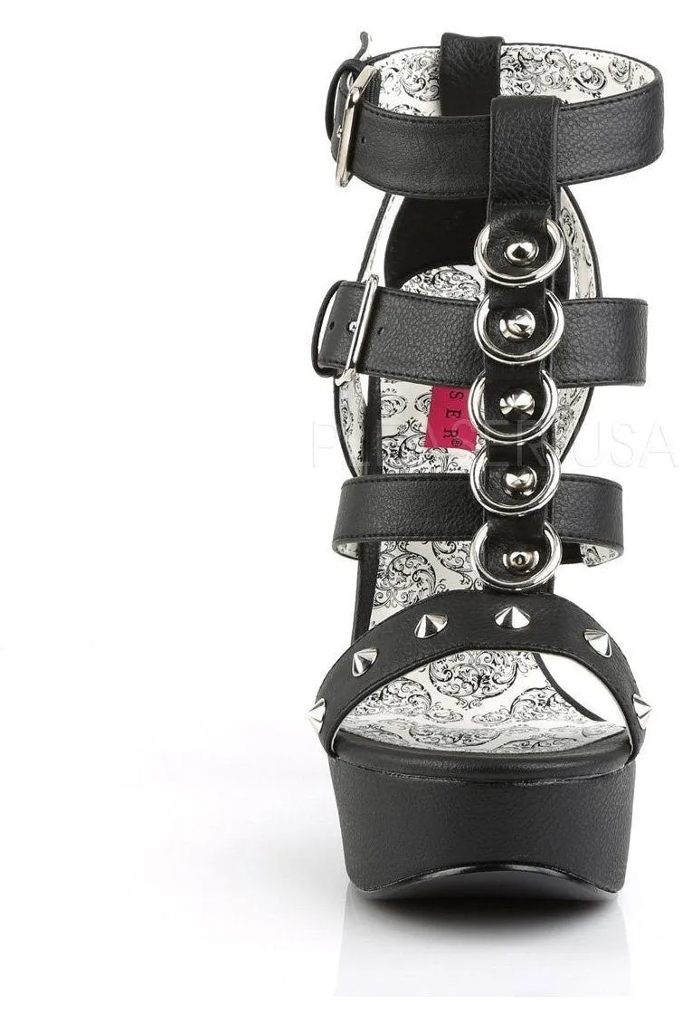 TEEZE-42W Sandal | Black Faux Leather
