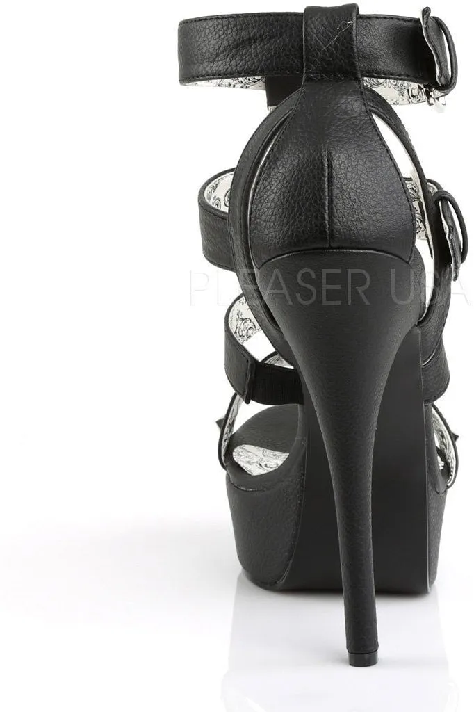 TEEZE-42W Sandal | Black Faux Leather