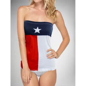 Texas Flag Lone Star State Women's Tube Top Bikini Beach Cover Up