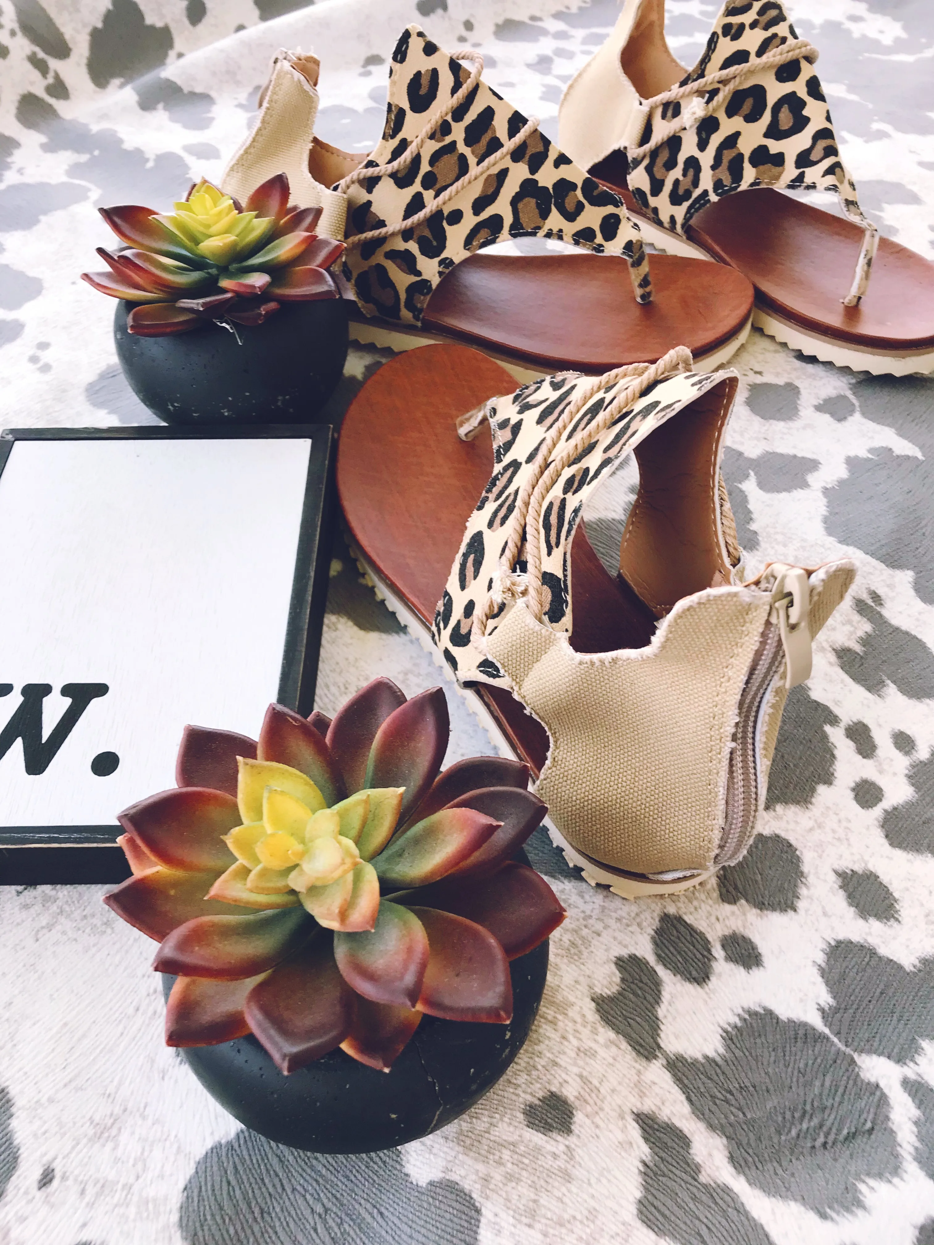 The Lainey Leopard Canvas Sandals
