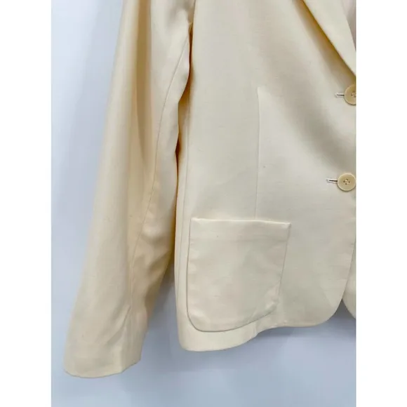 Theory Women's Virgin Wool Cream Blazer Jacket Size 12